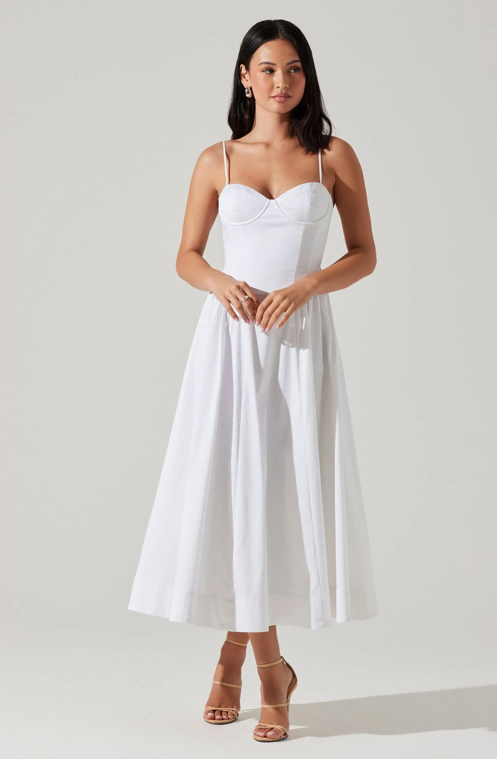 Astr The Label Lace-Up Cotton Poplin Midi Dress