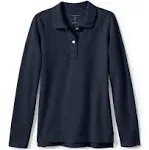 Lands' End Girls Long Sleeve Feminine Fit Mesh Polo Shirt