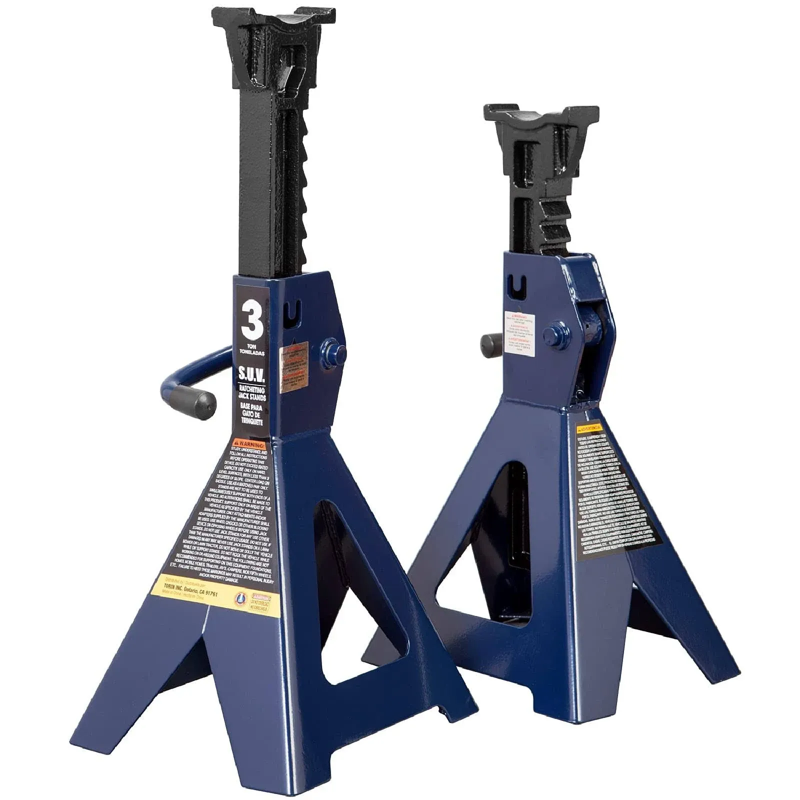 TCE Heavy Duty Steel 3 Ton Jack Stands Pair, Automotive Car Jack Stands High Lift,Blue,AT43006U