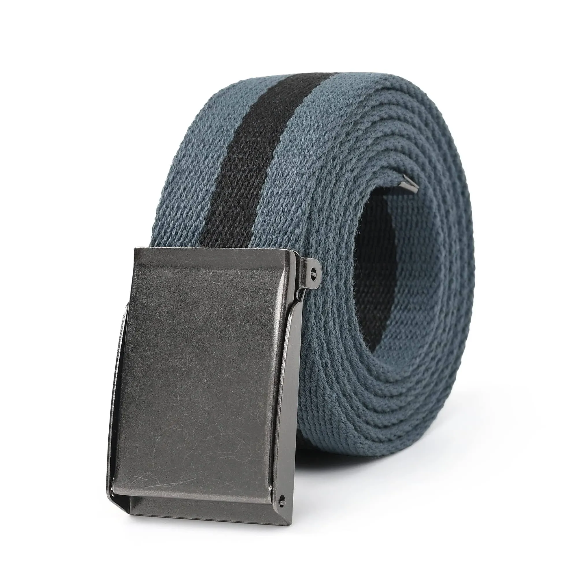 Mile High Life Canvas Web Belt | Cut to Fit Up to 52" | Flip-Top Matte Silver Nickel Buckle 12 Colors