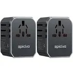 EPICKA 2 Pack Universal Travel Adapter, International Plug Adapter with Black 