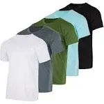 Real Essentials 5 Pack: Mens Mesh Performance Quick Dry Tech Stretch Ultra-Soft Breathable Short Sleeve Crew Active T-Shirt, Men's, Size: Small