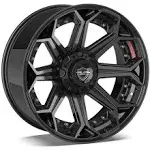 4PLAY® - 4P80R Black with Brushed Face (22&quot; x 12&quot;, -44 Offset, 5x139.7 Bolt Pattern, 87mm Hub)