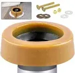 Wax Ring & Brass Bolts for Toilet Bowls Reinforced with Polyethylene Flange, Toilet Bowl Wax Gasket Seal for Floor Outlet Toilets New Install or Re-seat, Fits 3-inch or 4-inch Waste Lines