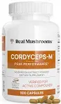 Real Mushrooms Cordyceps-M , Mushroom Extract Powder, 300 Capsules