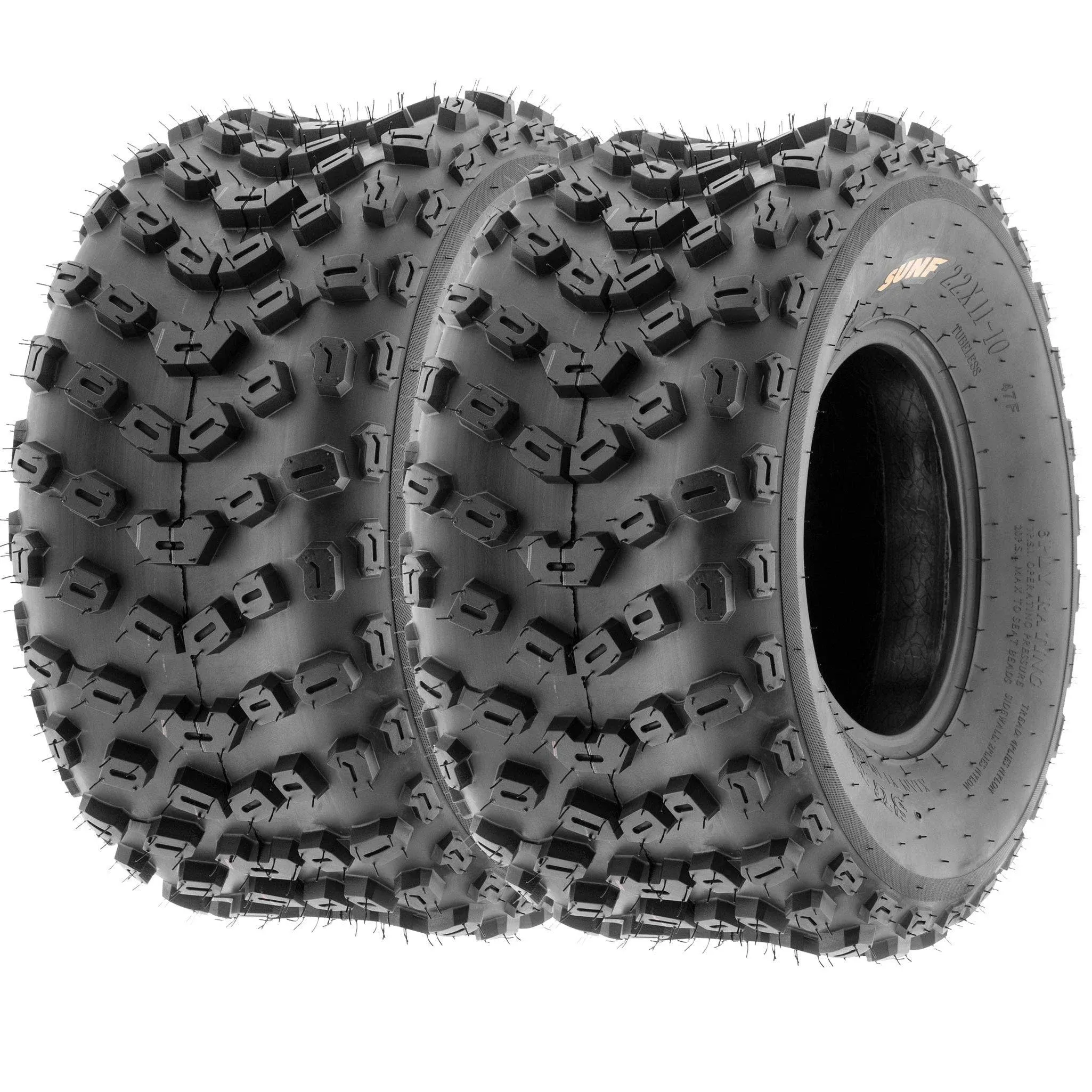 Set of 2 Sunf A005 ATV UTV Off-Road Tires 22x11-10, 6-PR, Knobby Tread for Trail ...