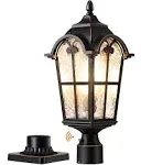 EDISHINE 21.9'' H Dusk to Dawn Outdoor Post Light, Pole Light Fixture with Pier Mount Base, Waterproof Exterior Lamp Post Lantern Head HOPL02A