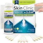 Skin Clinic Freeze 'N Clear Advanced Wart Remover, Tough On Warts, Gentle On Skin, (12 Applicators)