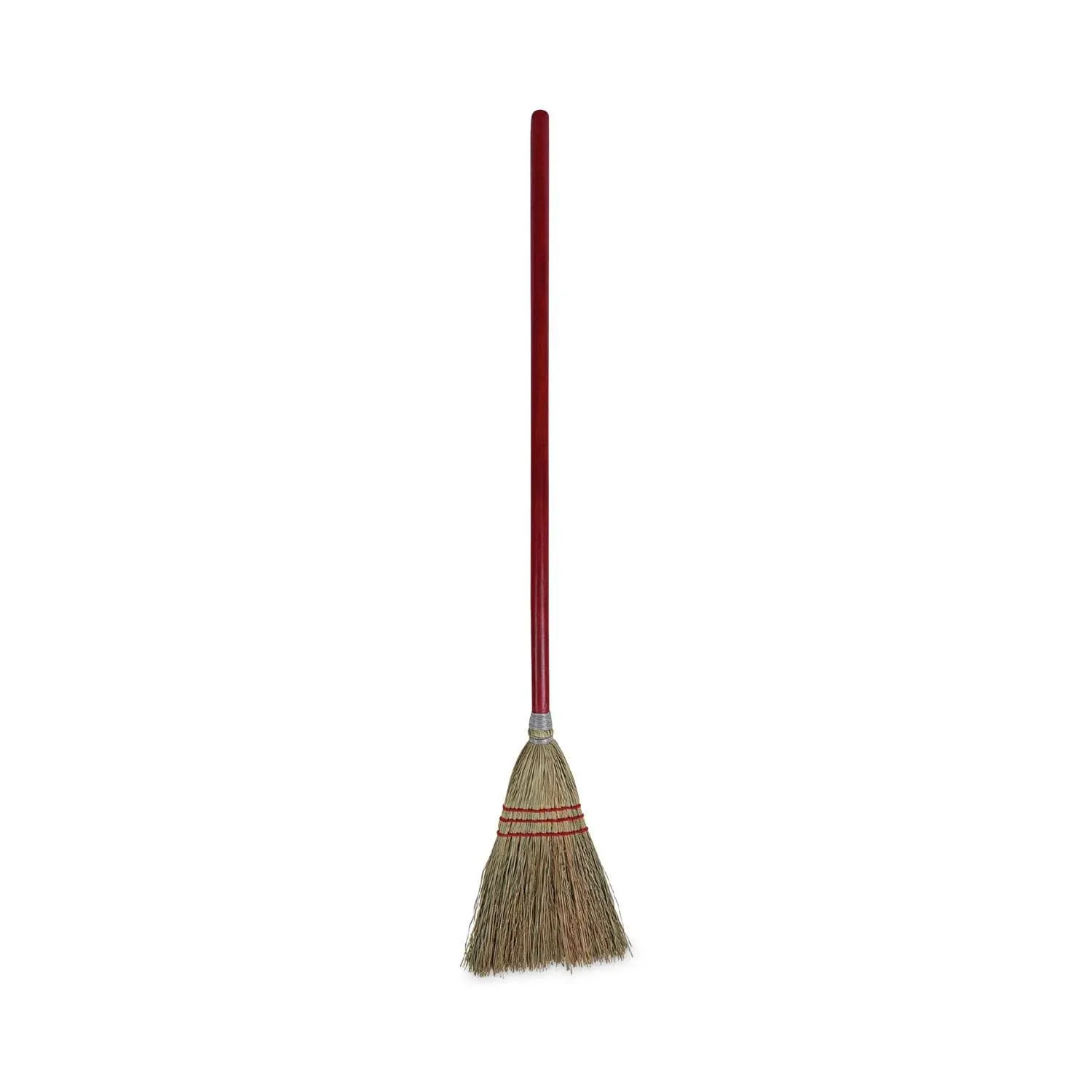 Lobby/Toy Broom, Corn Fiber Bristles, 39&amp;quot; Wood Handle, Red/Yellow