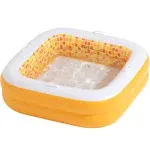 Baby Pool with Grip Handles, Padded Floor, DRAIN; Bathtub & Ball Pit for Toddlers, 34 inch Orange Burst