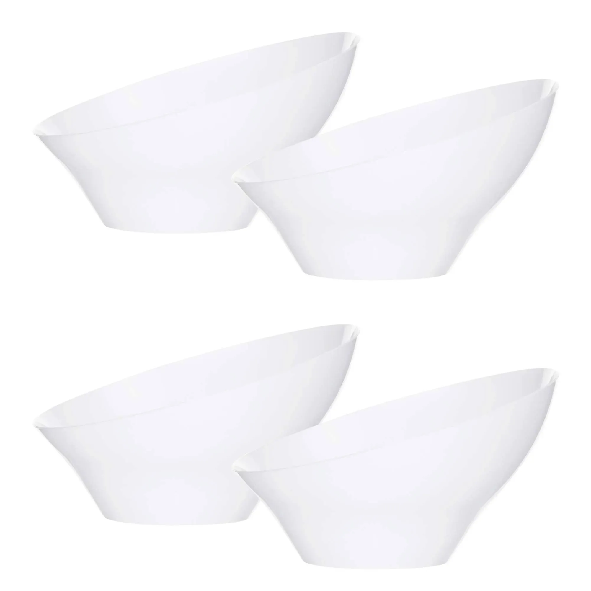 PLASTICPRO Disposable Angled Plastic Bowls Round Small Serving Bowl, Elegant for Party's, Snack, or Salad Bowl, White, Pack of 8