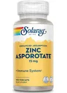 Solaray Zinc Asporotate 15mg Chelated Complex | Immune &amp; Endocrine Support, Cell