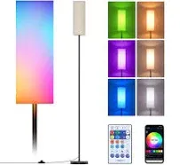 Lithomy Floor Lamps for Living Room Modern Floor Lamp with RGB LEDs Bulb,Dimmable Floor Lamp with App Control & Remote Control,Tall Reading Lamp