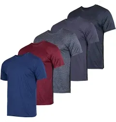 5 Pack: Men’S Short Sleeve Dry Fit Active Crew Neck T Shirt - Athletic Running G