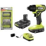 RYOBI ONE+ 18V Cordless 1/4 in. Impact Driver Kit with 1.5 Ah Batteries and Charger