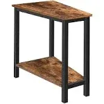 HOOBRO Wedge End Table, Recliner Wedge Side Table, Between Sofa, Chair, Wood Look Accent Table with Extra Bottom Shelf for Small