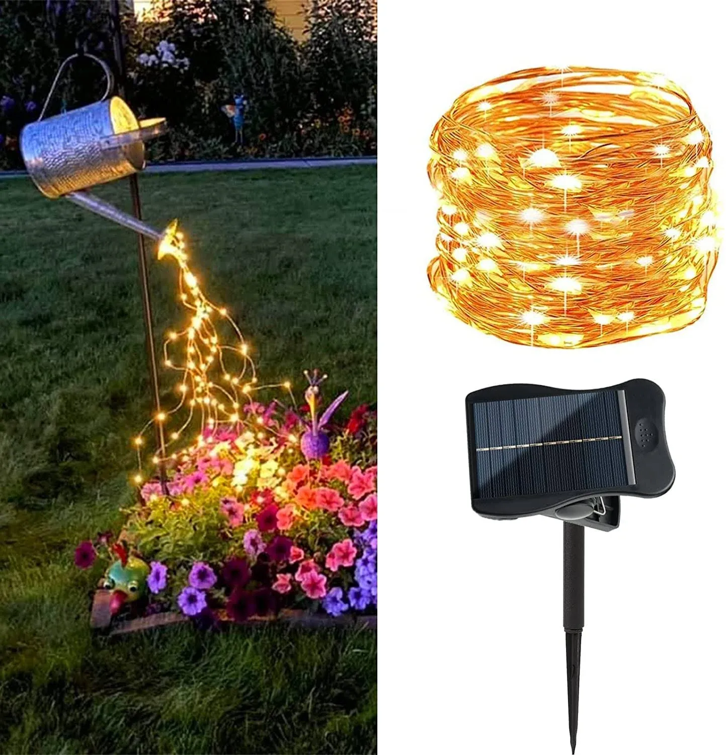 1 Pack 8 Modes Solar Waterfall Lights, Solar Fairy Lights Outdoor Waterproof,...