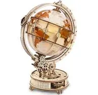 3D Wooden Puzzles for Adults-LED Illuminated Wooden Globe Puzzle-Model Building Kits-Room Decor for Teen Girls Boys Women Men