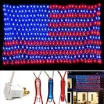 (New) American Flag Lights, 420 LED USA Flag Net Lights, Outdoor Waterproof P...