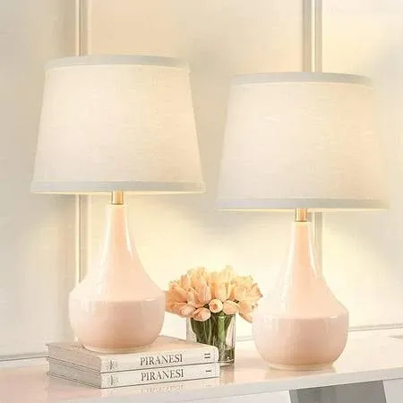 Table Lamp Set of 2, Ceramic Table Lamp Classic Beside Lamps Nightstand Lamp