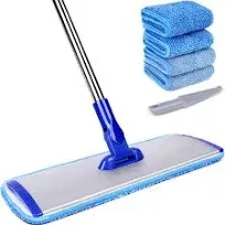 Conliwell 18" Professional Microfiber Mop Floor Cleaning System, Flat Mop with Stainless Steel Handle, 4 Reusable Washable Mop Pads, Wet and Dust