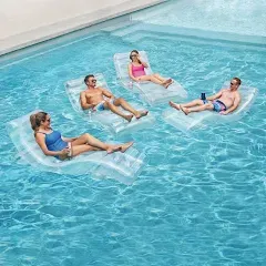 Member’s Mark Calm Clear Chaise Lounger Pool Float With Cup Holder 5.6 ft Long