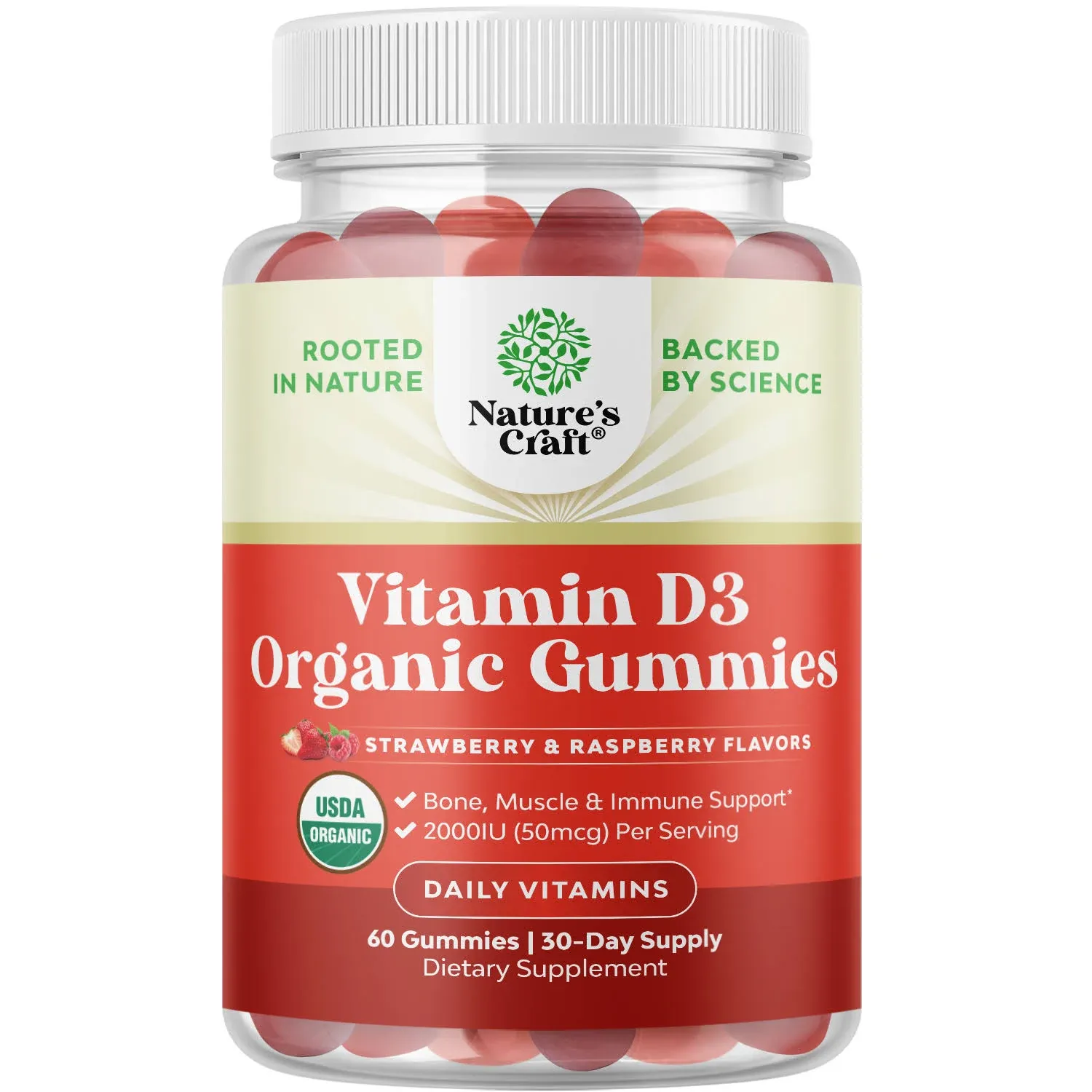 Vitamin D3 Organic Gummies 2000IU per Serving - 120 Gummies