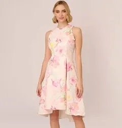 Adrianna Papell Women's Floral Jacquard High-Low Dress