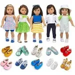 XFEYUE American 18 inch Doll Clothes and Accessories 5 Sets Doll Clothes Dress Outfits + 2 Random Style Shoes for 18 inch Doll Clothes