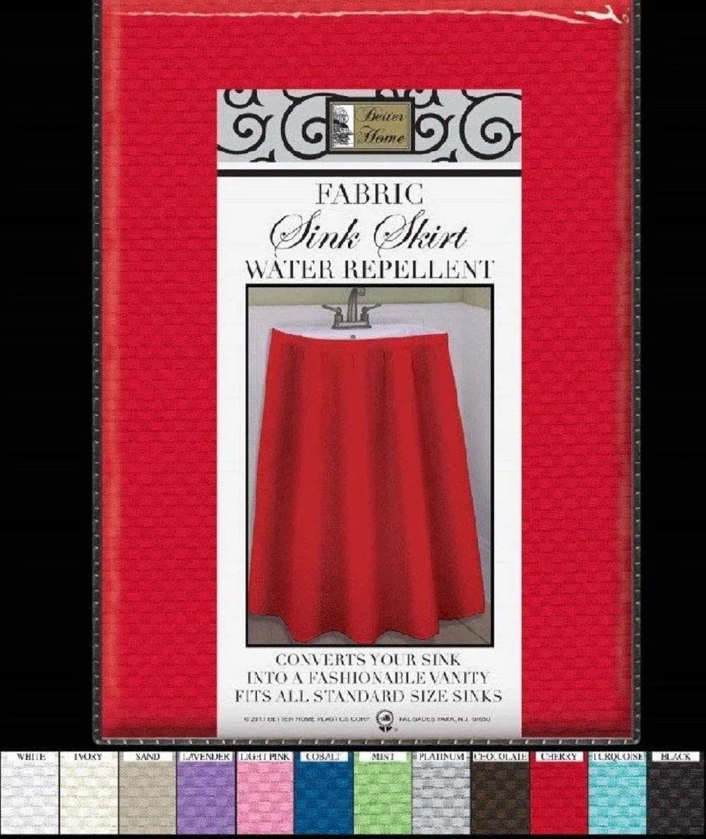 Better Home Mosaic Fabric Sink Skirt, Self Stick, Water Repellent, Cherry Red