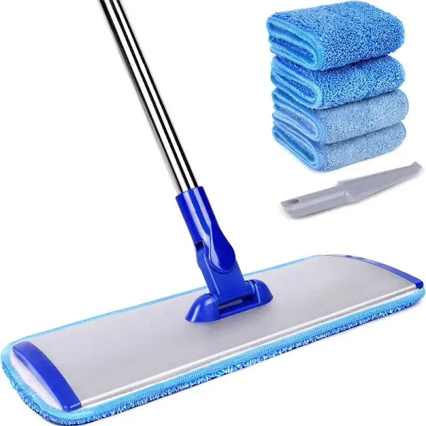 18&#034; Professional Microfiber Mop Floor Cleaning System, Flat Mop with Stainless S