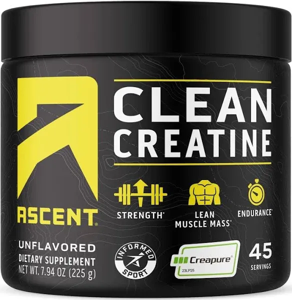 Ascent Clean Creatine Monohydrate - 5G Per Serving, Creapure Creatine - Unfla...