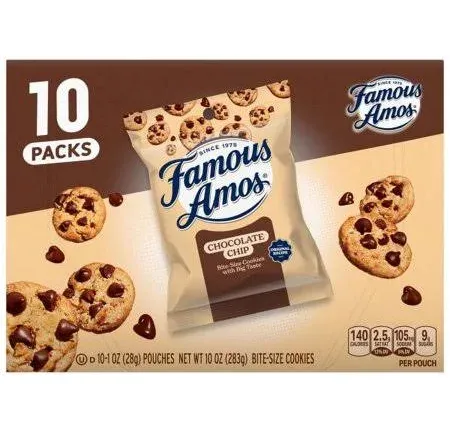 Famous Amos Cookies, Chocolate Chip, Bite-Size - 1 oz