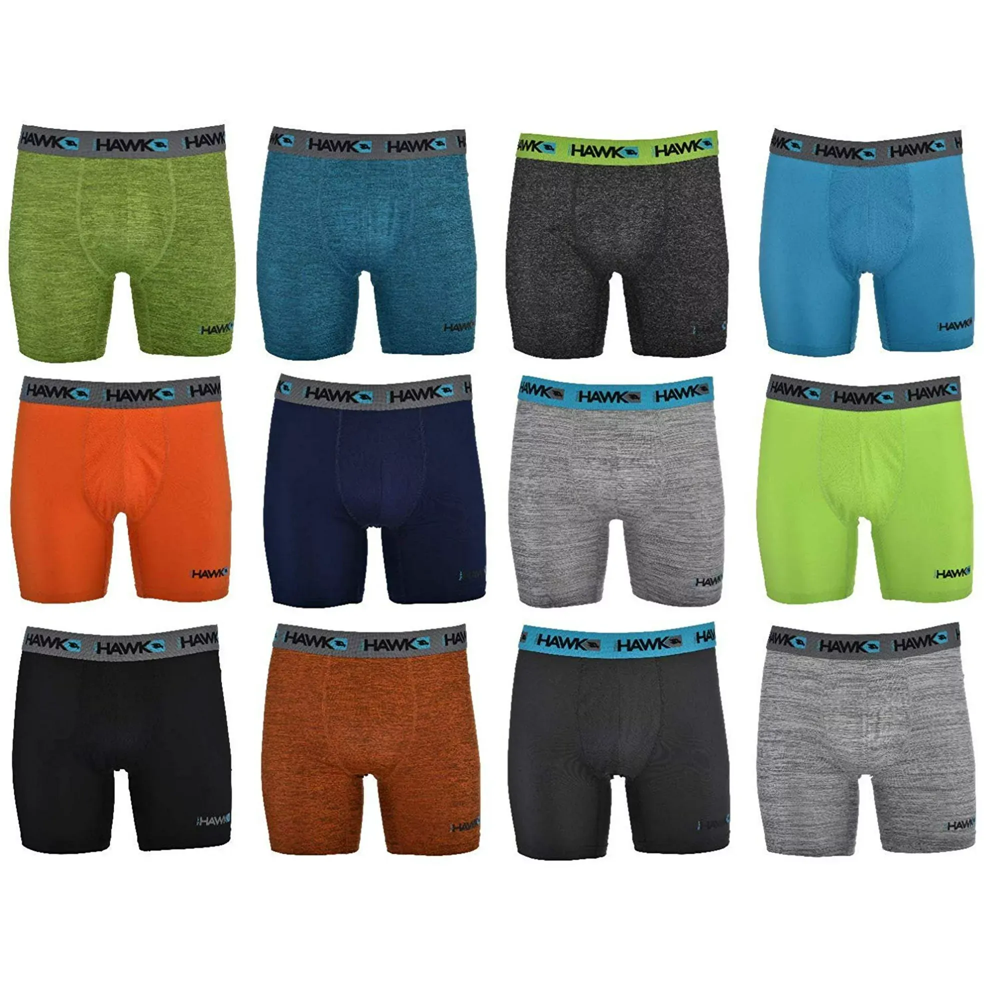 TONY HAWK Mens Performance Boxer Briefs - 12-Pack Athletic Fit No Fly Breathable Tagless Underwear S-5XL Regular or Plus Size