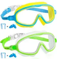 Seago Swim Goggles 2 Pack Anti-Fog Anti-UV Wide View Swimming Goggles for Kids 3-15