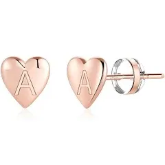 Turandoss Heart Initial Stud Earrings for Girls