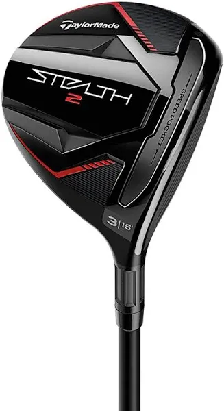 TaylorMade  Stealth 2 Left Handed 16.5° 3HL Wood Senior Flex Fujikura Ventus TR Red 5 Graphite Shaft Golf Club - Black/Red - Excellent