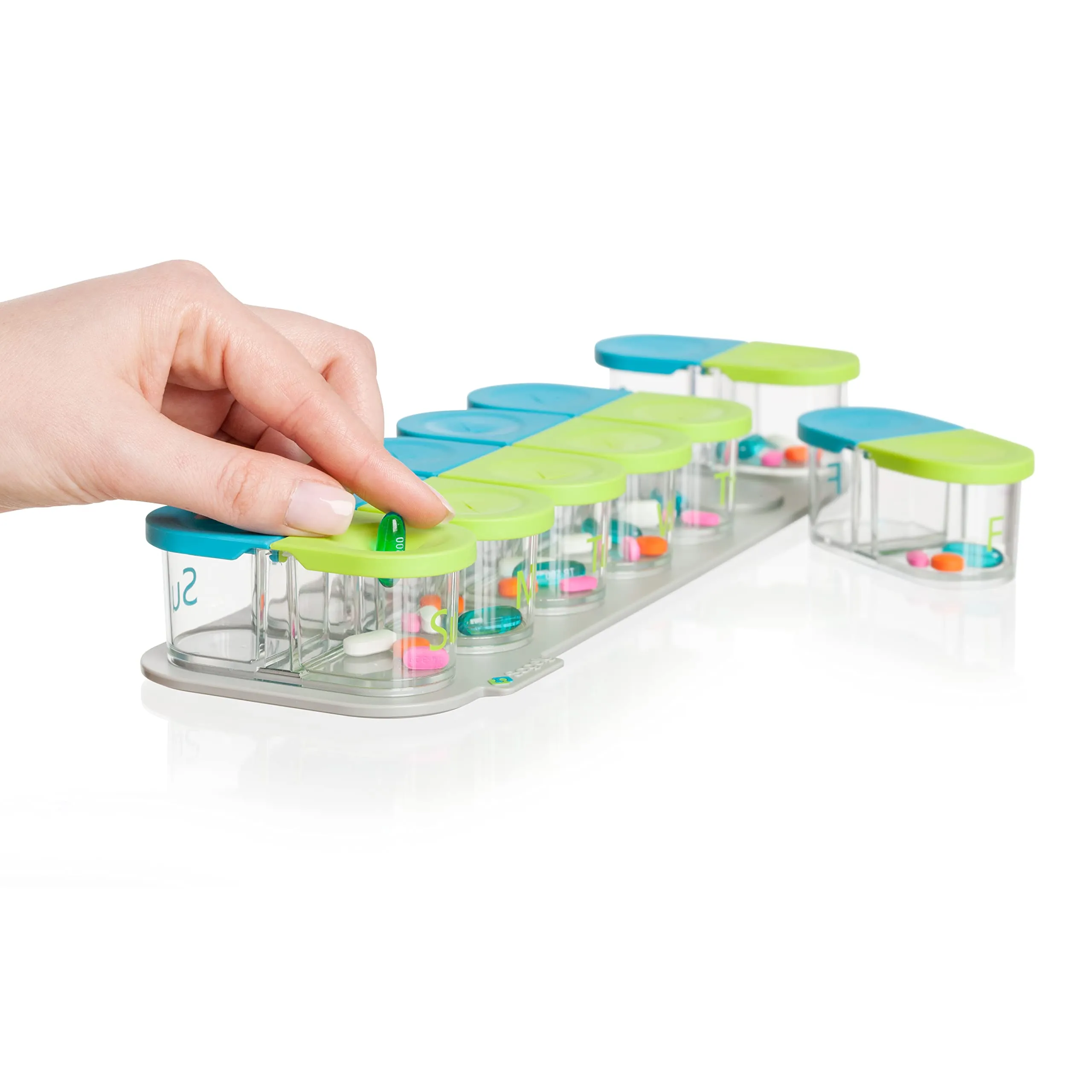 New Sagely Smart Weekly Pill Organizer Green New In Box Not Used