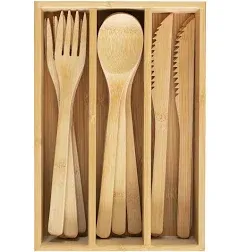 Totally Bamboo 12-Piece Bamboo Flatware Set with Portable Storage Case