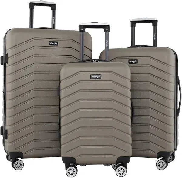 Wrangler Tahoe 3 Piece Spinner Luggage Set, Desert Taupe, 18.5 x 12 x 31.5 inches