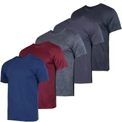 Real Essentials 5 Pack Youth Dry-Fit Moisture Wicking Active Athletic Performance Short-Sleeve T-Shirt Boys & Girls