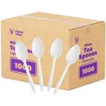 Comfy Package [1000 Pack] Plastic Tea Spoons Lightweight - White