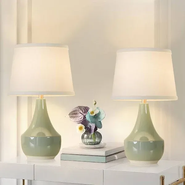 Natyswan Table Lamp Set of 2 Ceramic Table Lamp Classic Beside Lamps Nightstand Lamp Modern Table Lamp for Living Room