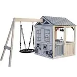 Kidkraft Savannah Swing Wooden Outdoor Playhouse with Web Swing and Play Kitchen