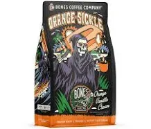 Bones Coffee Company Orange Sickle Ground Coffee Beans Orange Vanilla Cream Flavor, Low Acid Flavored Coffee, Made with Arabica Coffee Beans, Medium Roast Gourmet Coffee (12 oz)