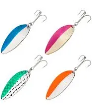 ACME Little Cleo Casting Spoon Kit - Nickel/Neon Blue, Nickle/Fire Stripe, Gold/Neon, Nickel/Neon Green, 3/4oz, 3-1/2in