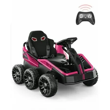 FanttikRide X7 Pro 6x6 24V Ride on Toys for Big Kids, Six Eva Wheels UTV, 4x75W 5.9MPH Powerful Electric Car, 4WD/2WD Switch, Parent Remote, Four Shock Absorbers, for Ages Three and Up, Pink