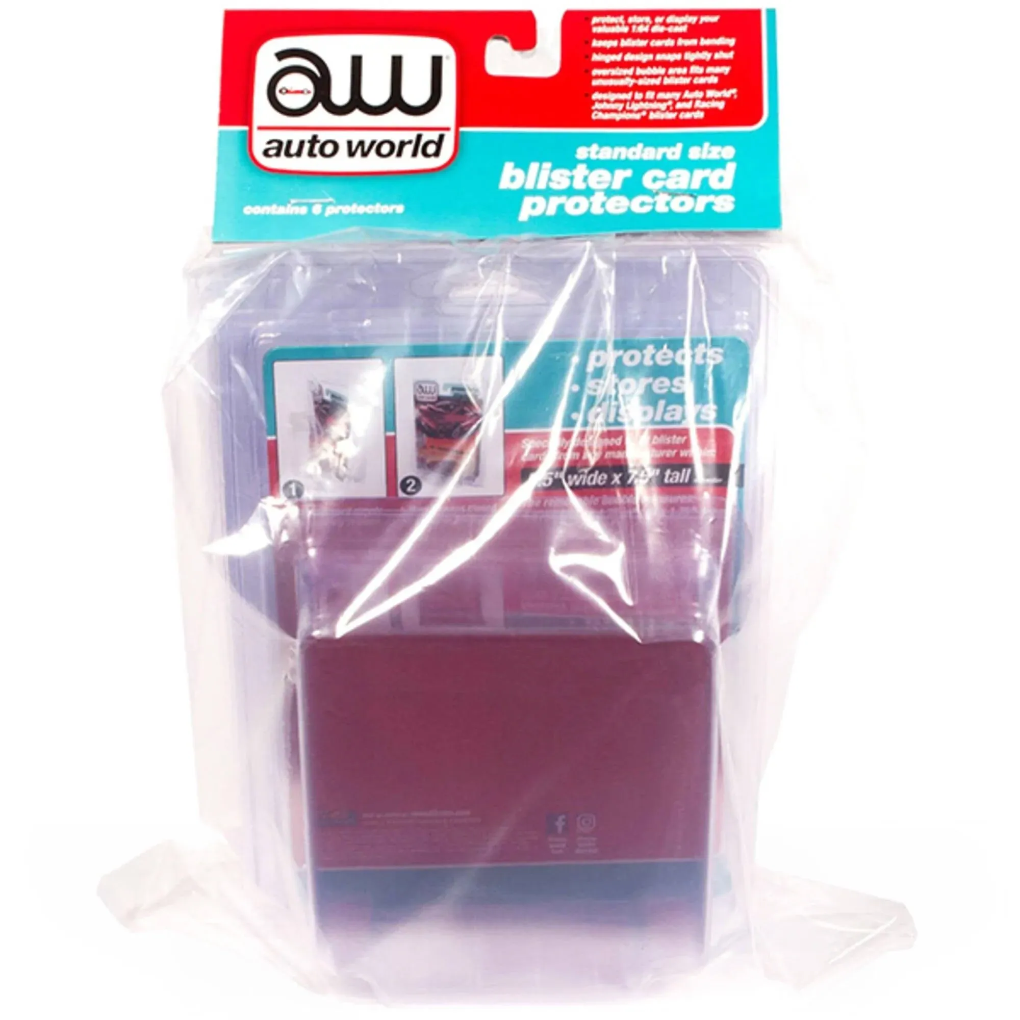 STANDARD SIZE 6 BLISTER CARD PROTECTORS FOR 1/64 SCALE BY AUTO WORLD AWDC023