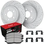 R1 Concepts Rear Brakes and Rotors Kit |Rear Brake Pads| Brake Rotors and Pads| Optimum OEp Brake Pads and Rotors |Hardware Kit|fits 2012-2022 Subaru Crosstrek, Forester, Impreza, XV Crosstrek