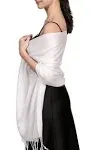 Achillea Large Soft Silky Pashmina Shawl Wrap Scarf in Solid Colors (White)